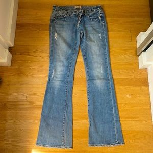 Paige Distressed Denim, Flare, Embroidered, Size 26